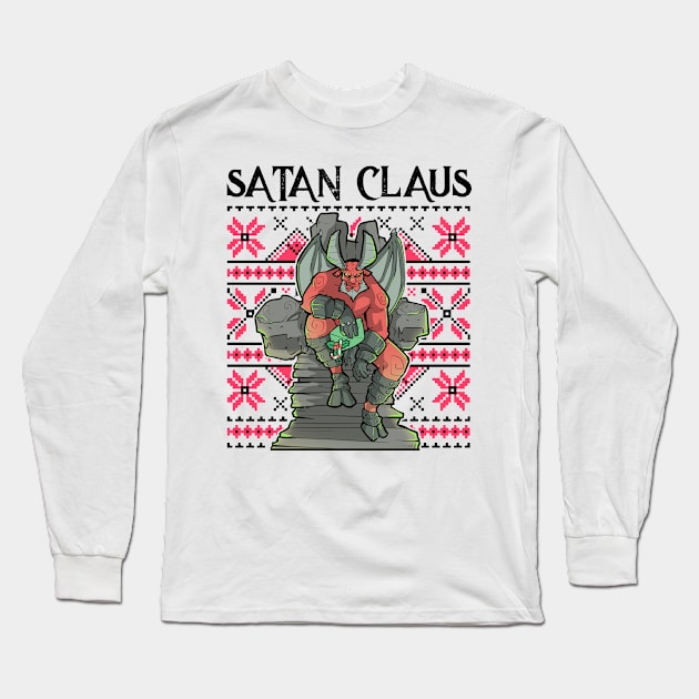 Ugly Christmas Satan Claus Satanic Santa Gothic Occult Goth Long Sleeve T-Shirt by TellingTales